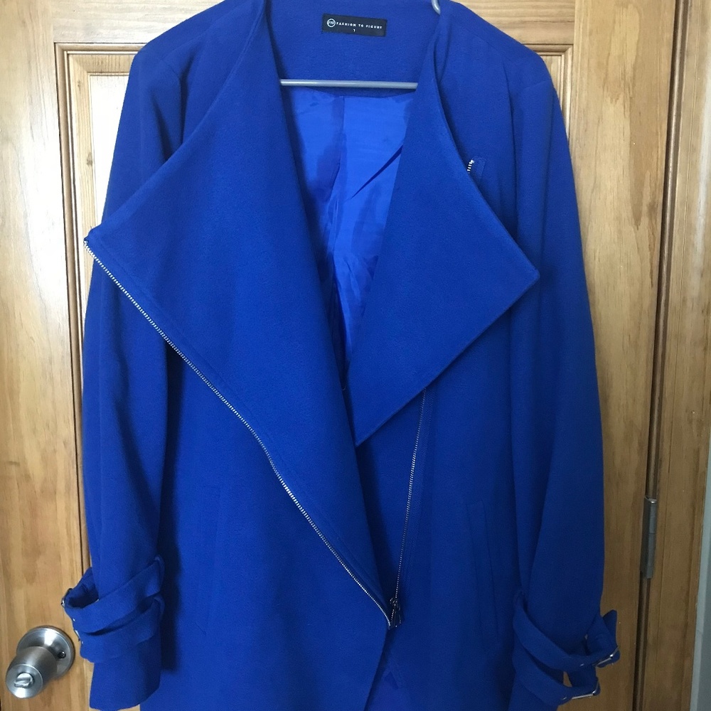 Royal Blue Plus Size Dress Coat